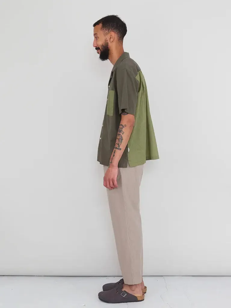 2 Tone Soft Collar Shirt- Olive