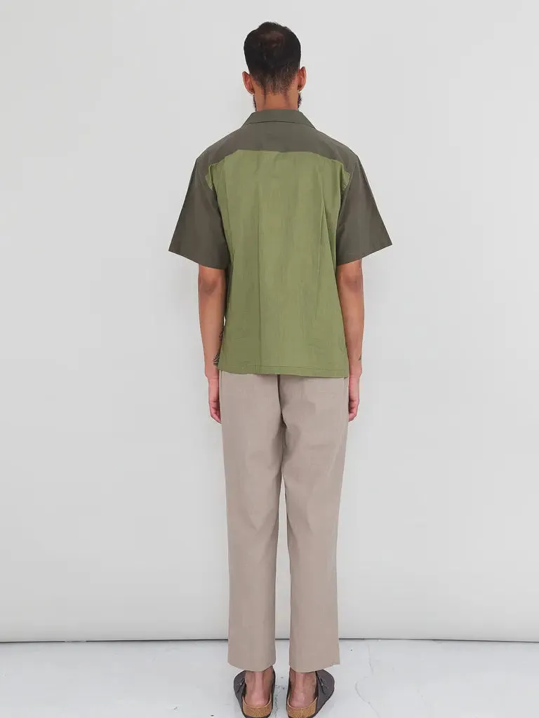 2 Tone Soft Collar Shirt- Olive