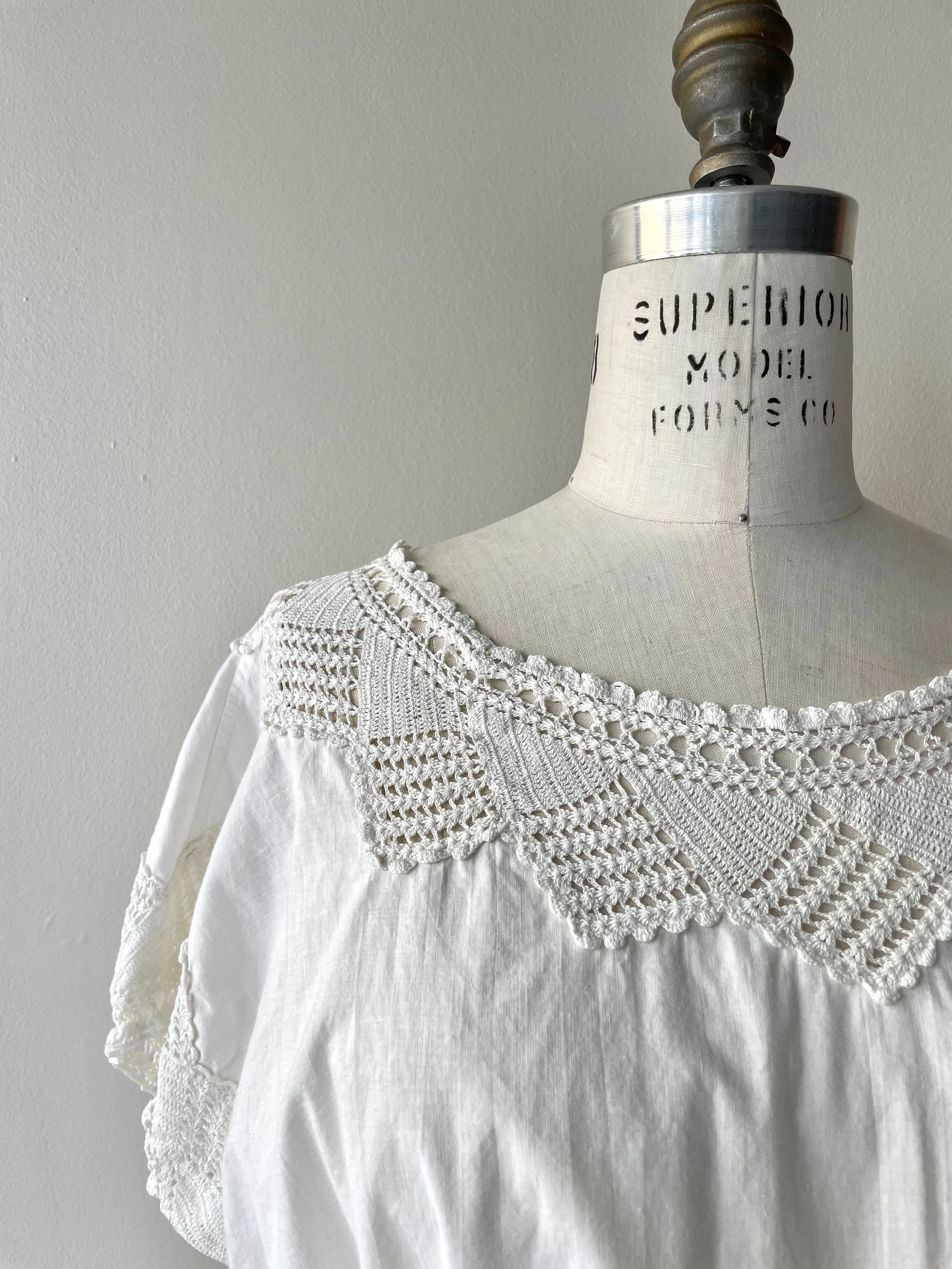 Antique Crochet Collar Nightdress | 1900s