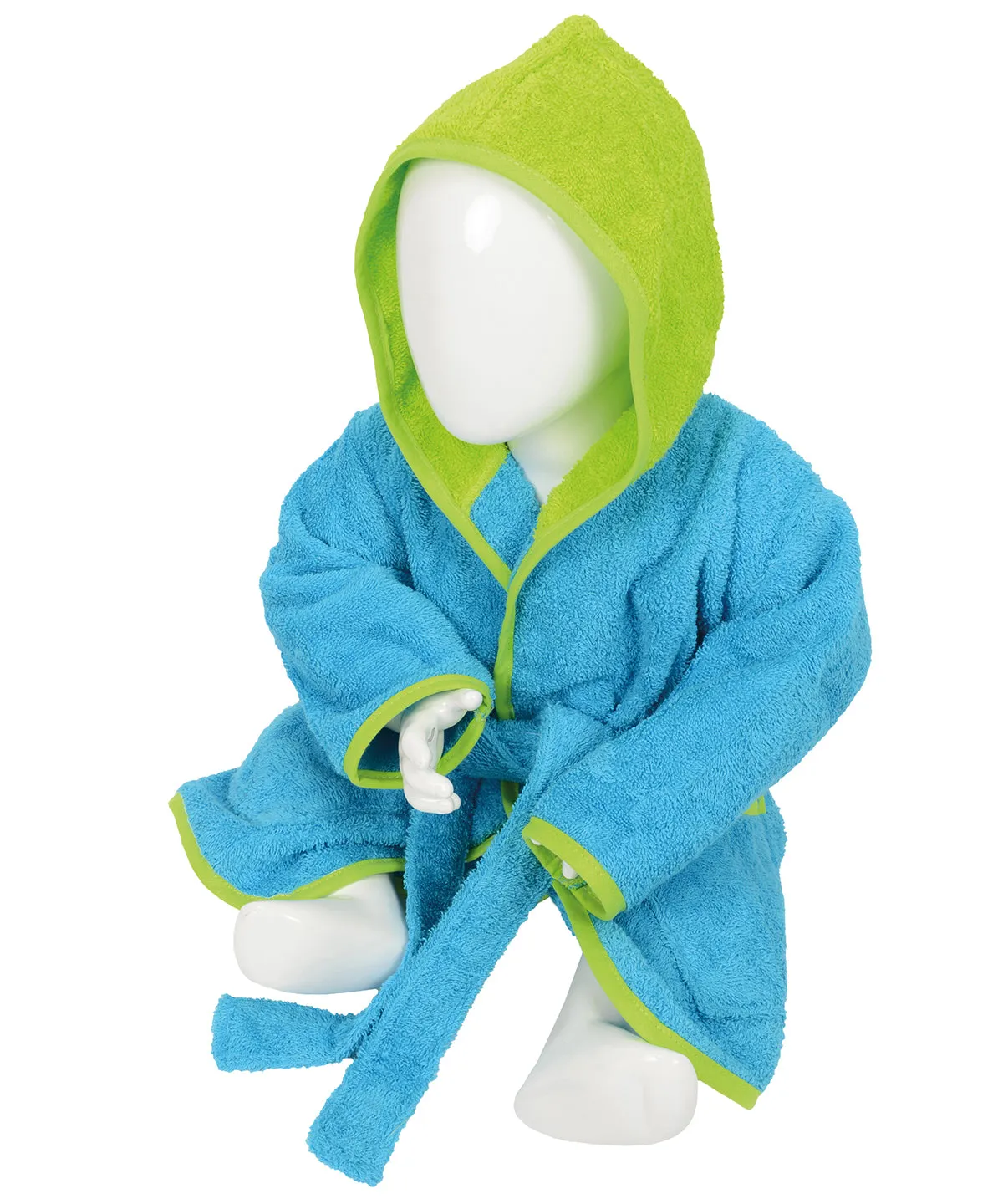 Aqua Blue/Lime Green - ARTG® Babiezz® hooded bathrobe