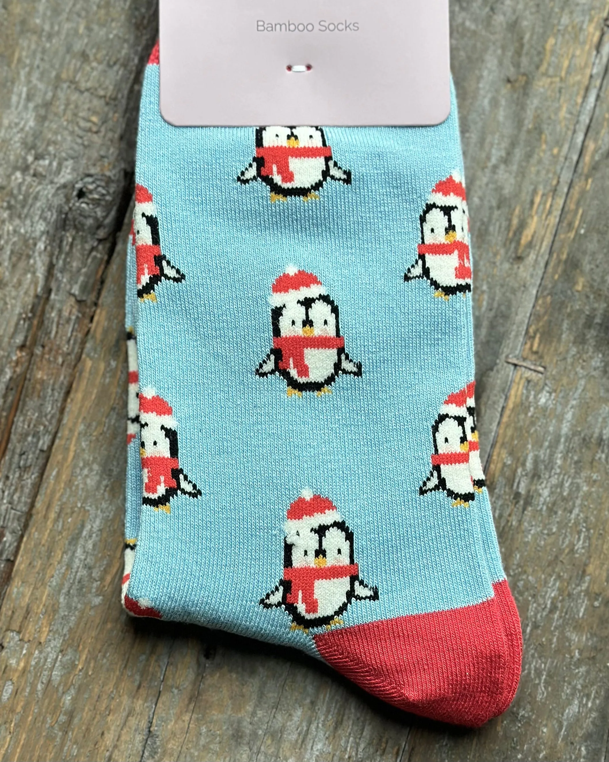 Bamboo Socks - Cute Penguins Blue