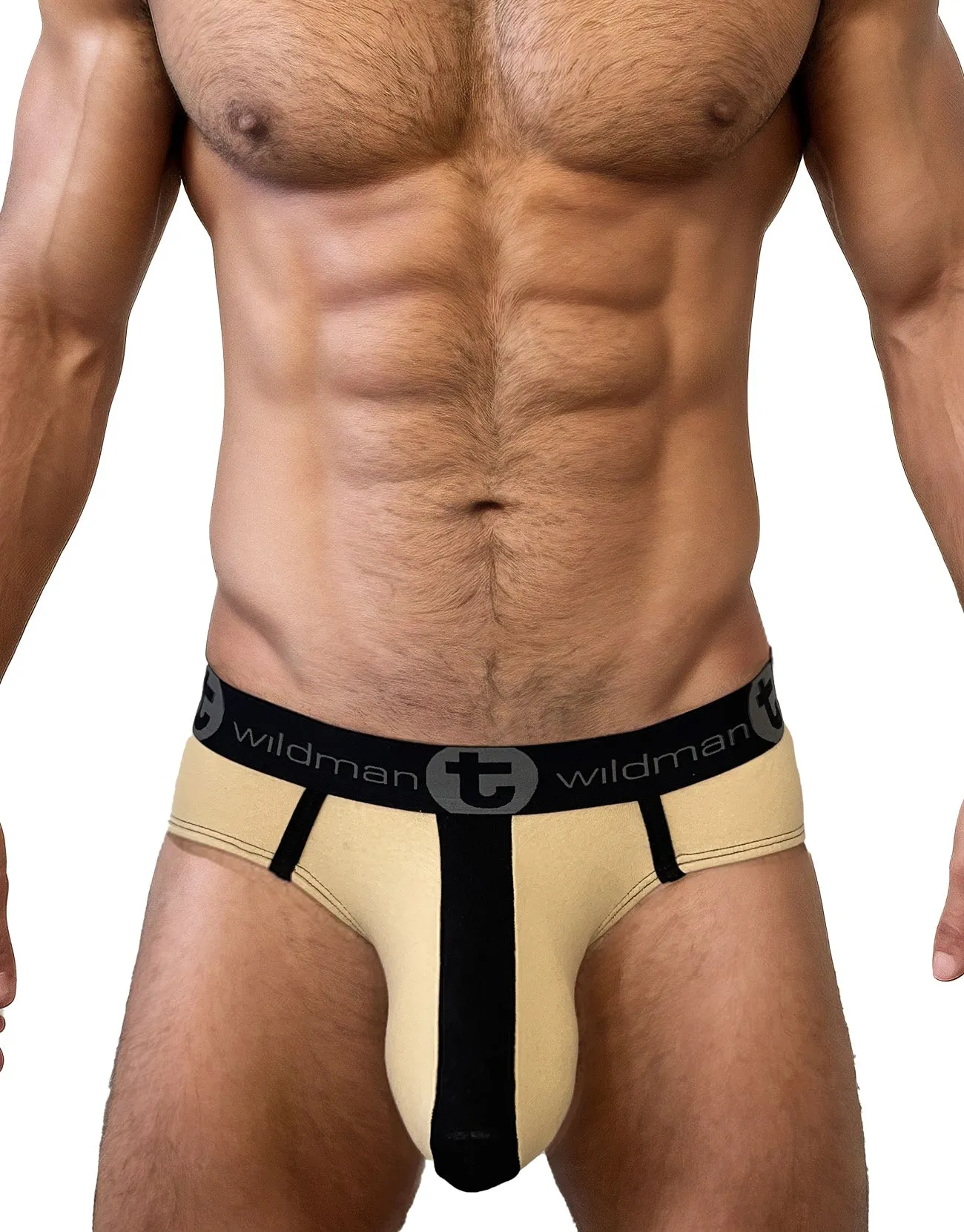 Big Boy Pouch Cotton Brief with Stripe Tan