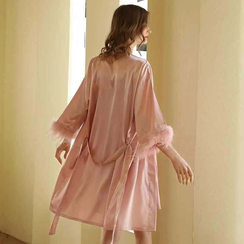 Bridal Wedding Satin Nightdress and Bathrobe