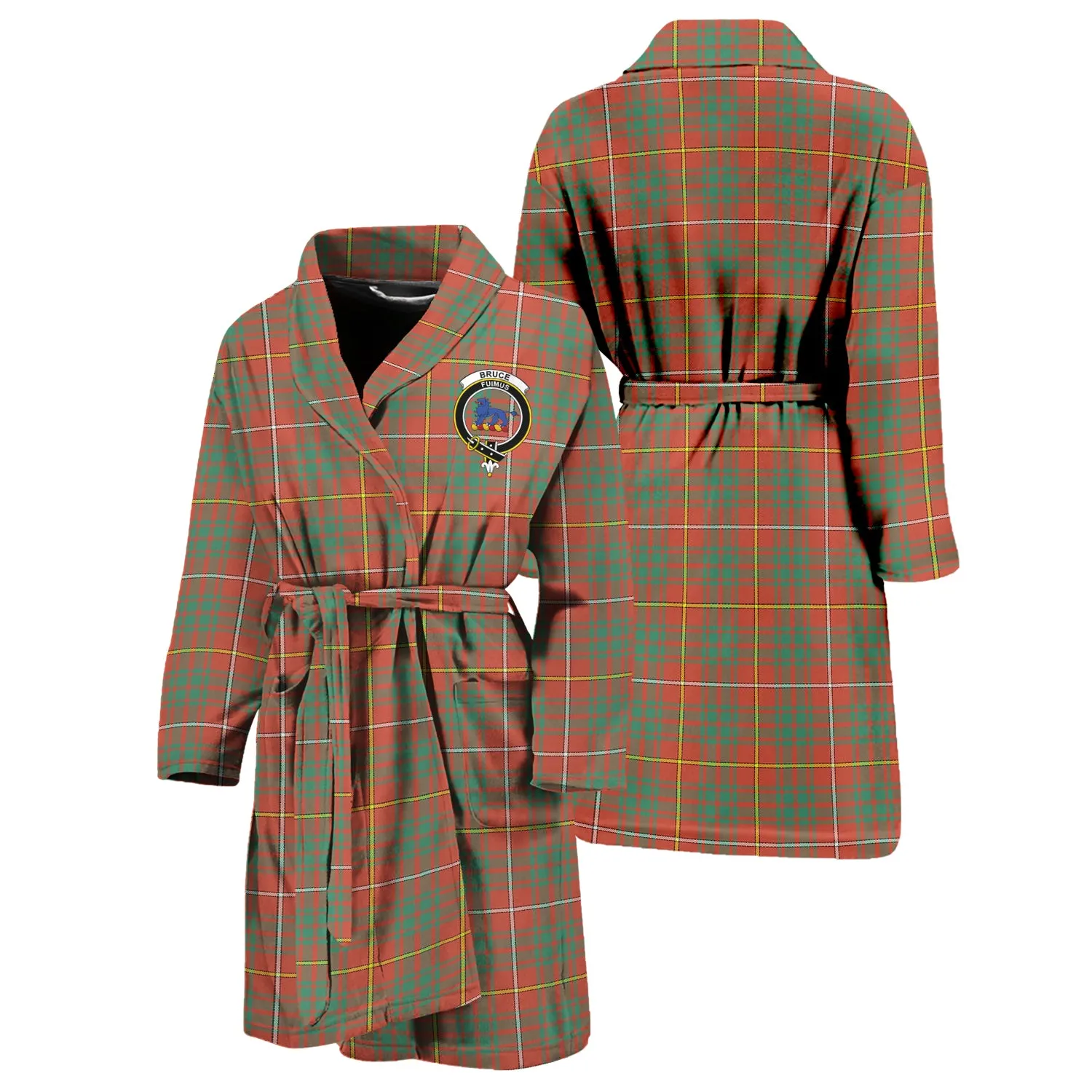 Bruce Ancient Tartan Bathrobe with Family Crest