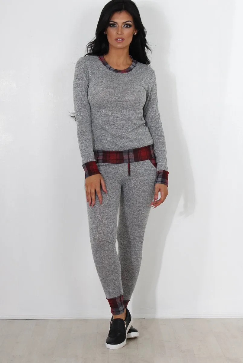 Cathie Grey Tartan Trim Loungewear