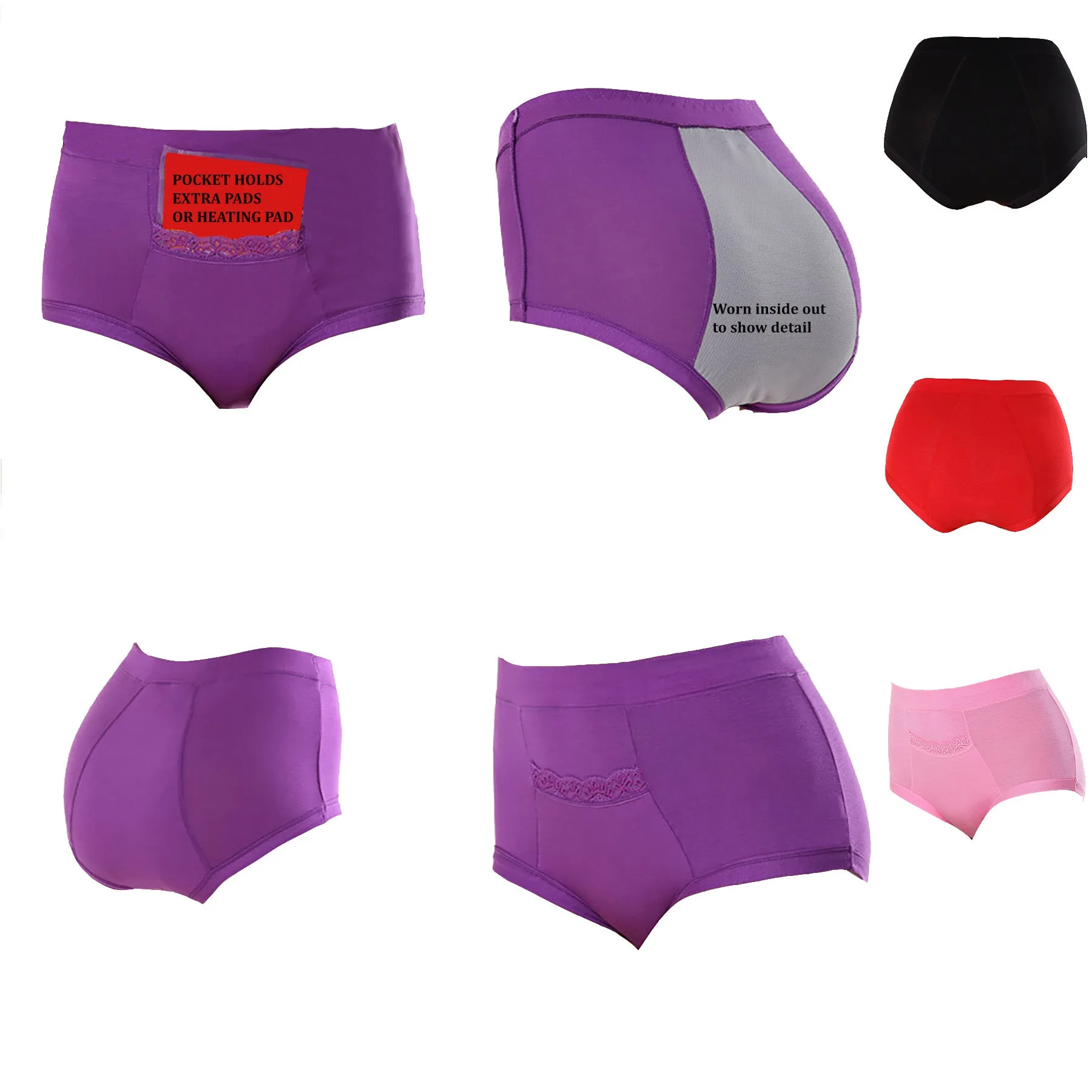 CODE RED Period Panties with Pocket- Hot Pink- XL