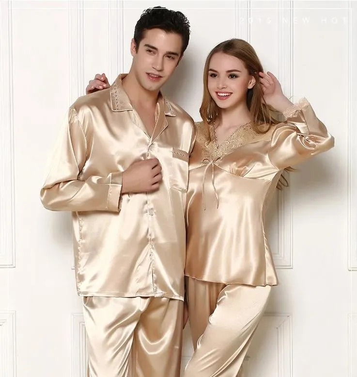 Couple Pajamas Golden Couple Spring Autumn Mens Ladies Long Sleeve Pajamas Golden Couple