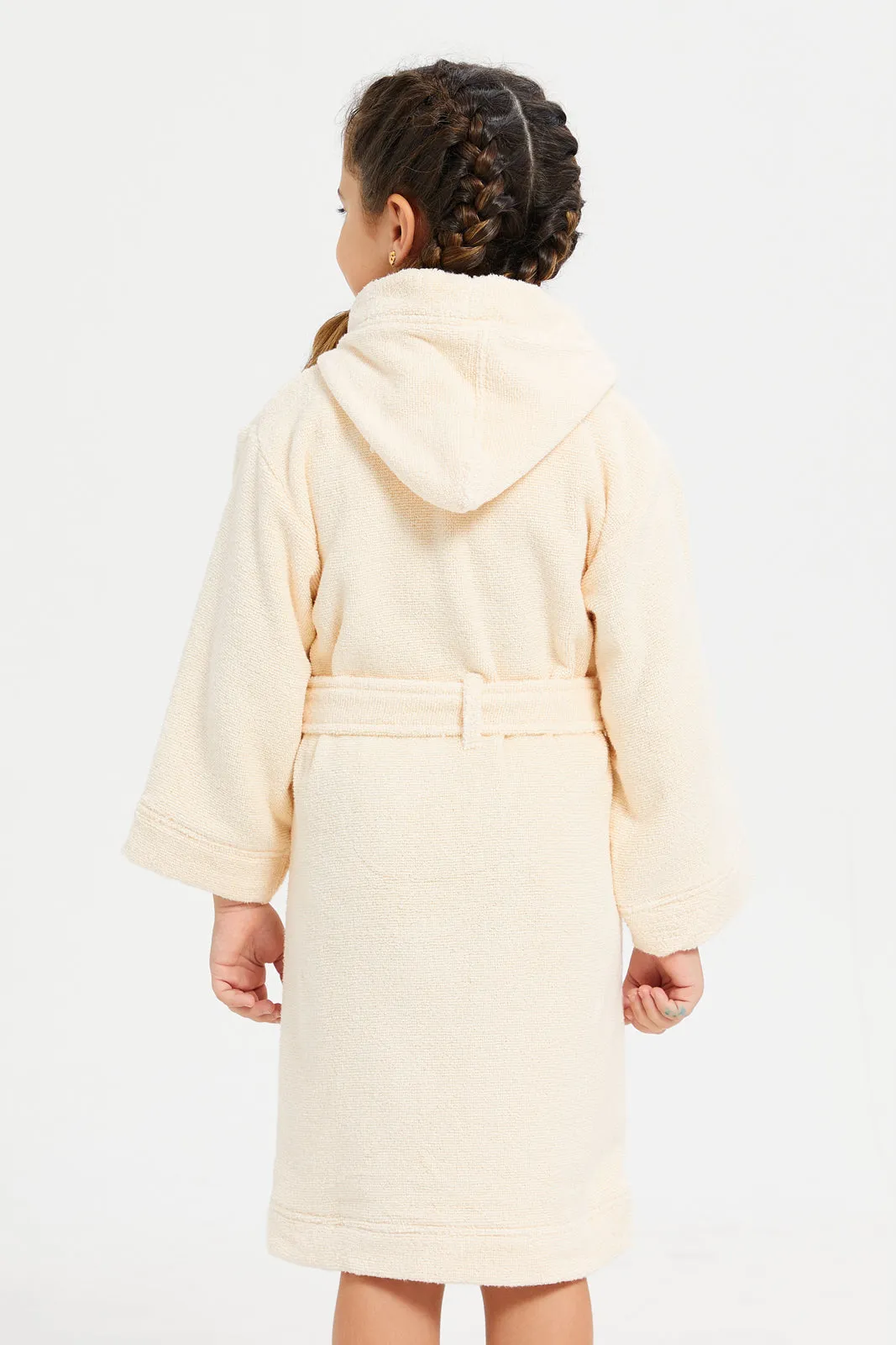 Cream Hooded Kids Bathrobe