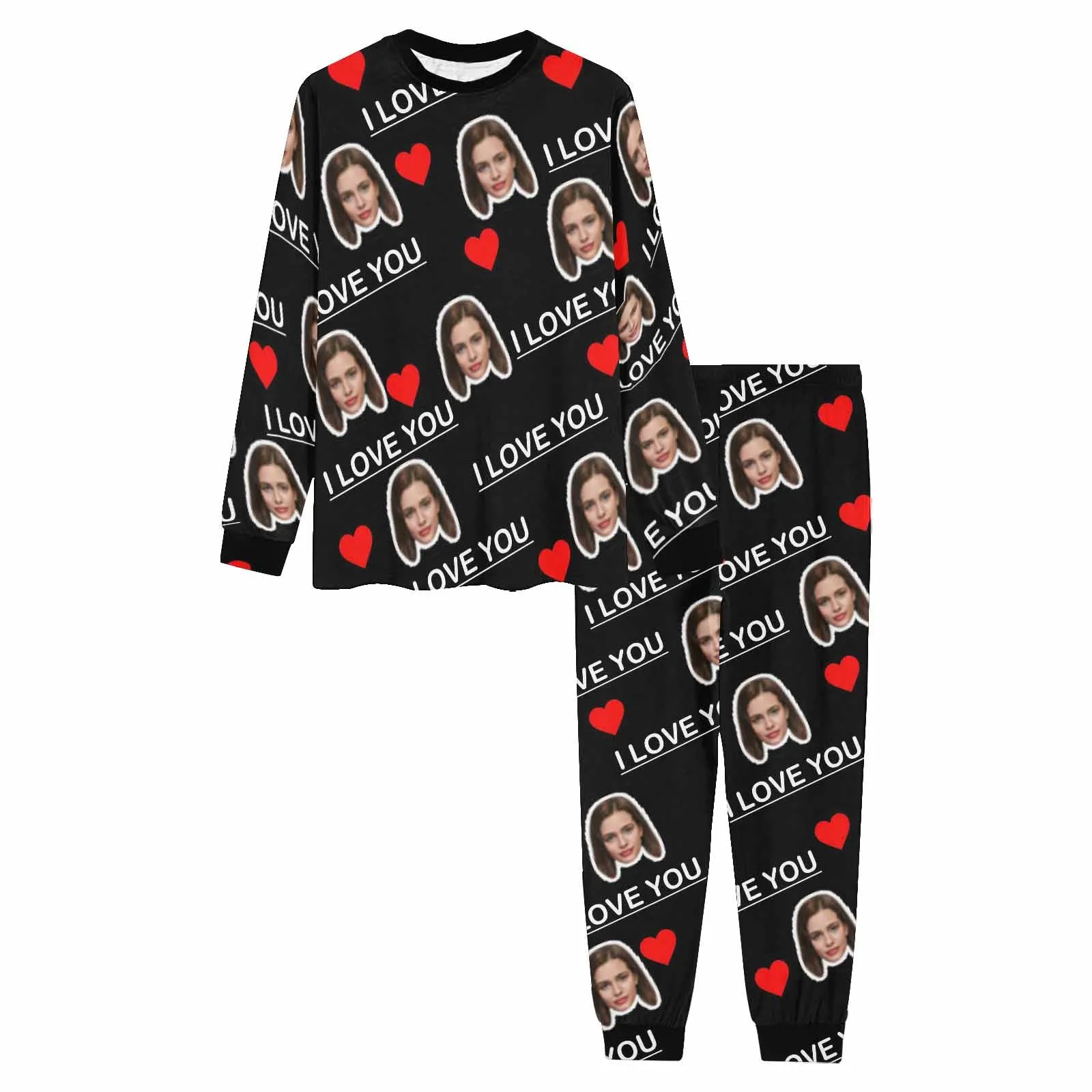 Custom Face I Love You Men's Long Pajama Set