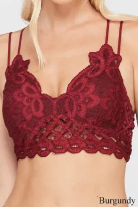 FLORAL LACE BRALETTE (BURGUNDY)