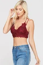 FLORAL LACE BRALETTE (BURGUNDY)