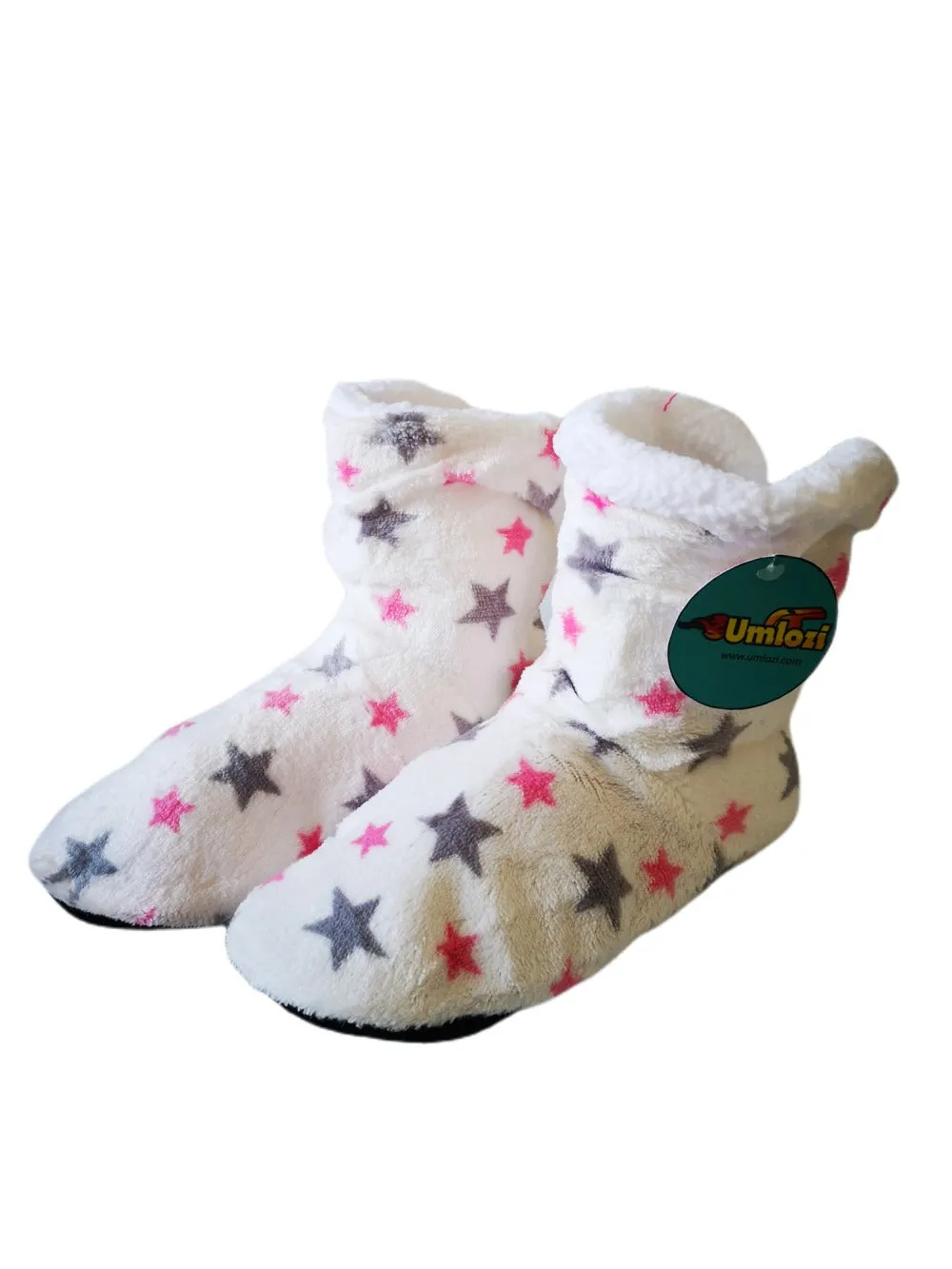 Fluffy Indoor Sherpa Fleece Slipper - Check Boot Style UK 5 - UK 8