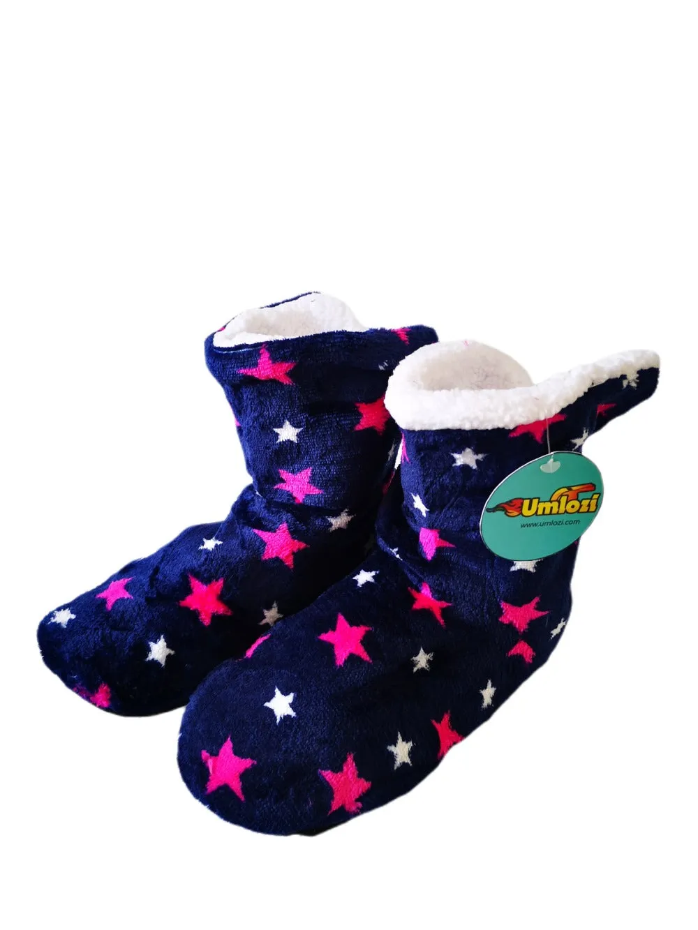 Fluffy Indoor Sherpa Fleece Slipper - Check Boot Style UK 5 - UK 8