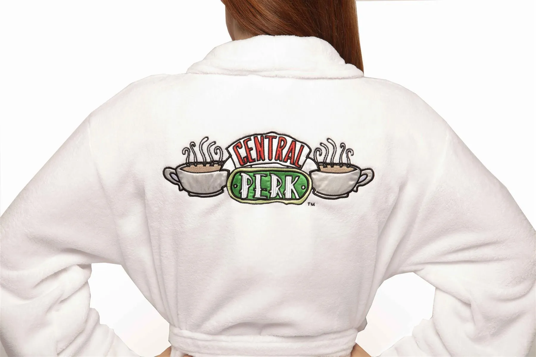 Friends Central Perk Women's White Bathrobe 100% Polyester