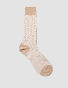 HERRINGBONE COTTON MID-CALF SOCKS - KHAKI