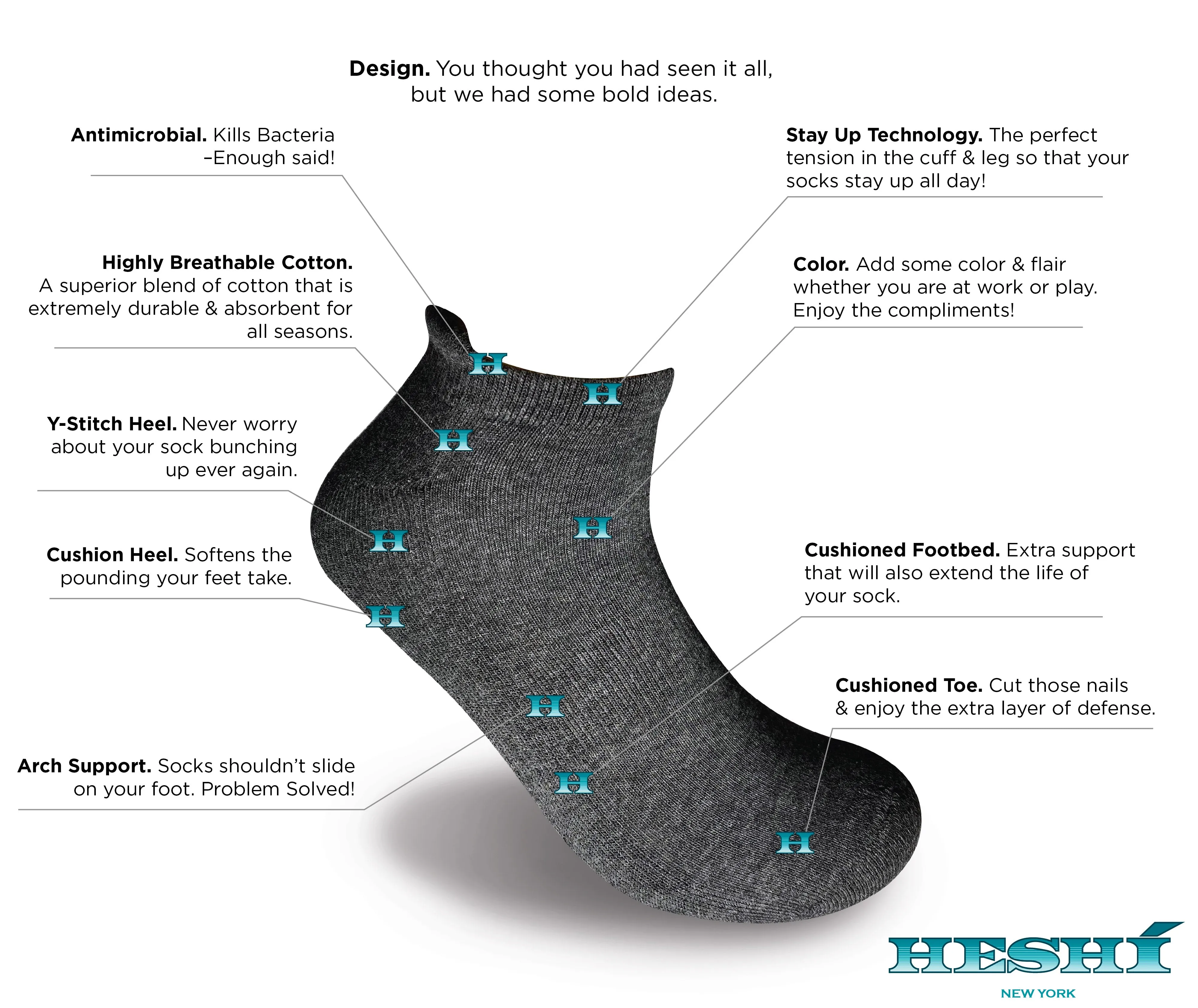 Heshí Ankle Sock - Charcoal