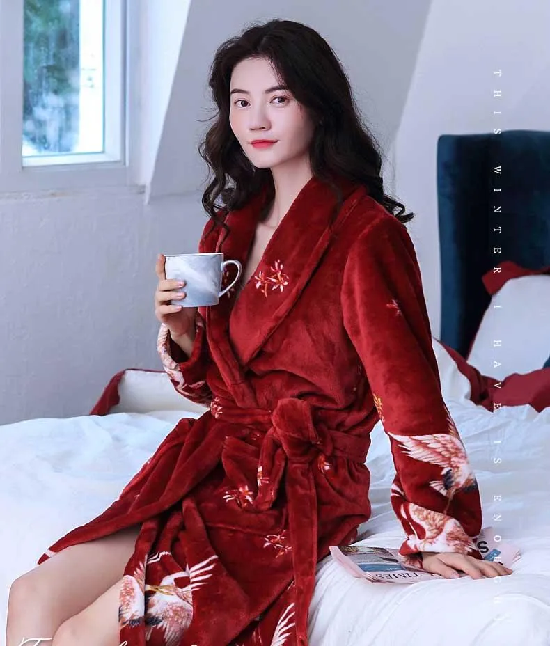 Hotel Bathrobe Women Bathing Robe Fleece Christmas Gifts