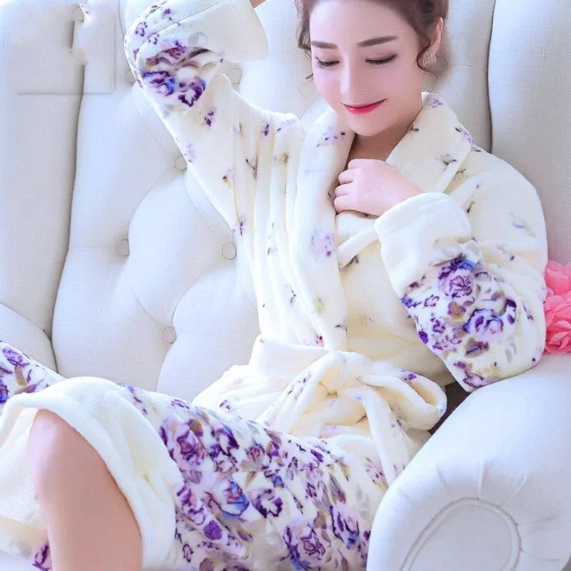 Hotel Bathrobe Women Bathing Robe Fleece Christmas Gifts