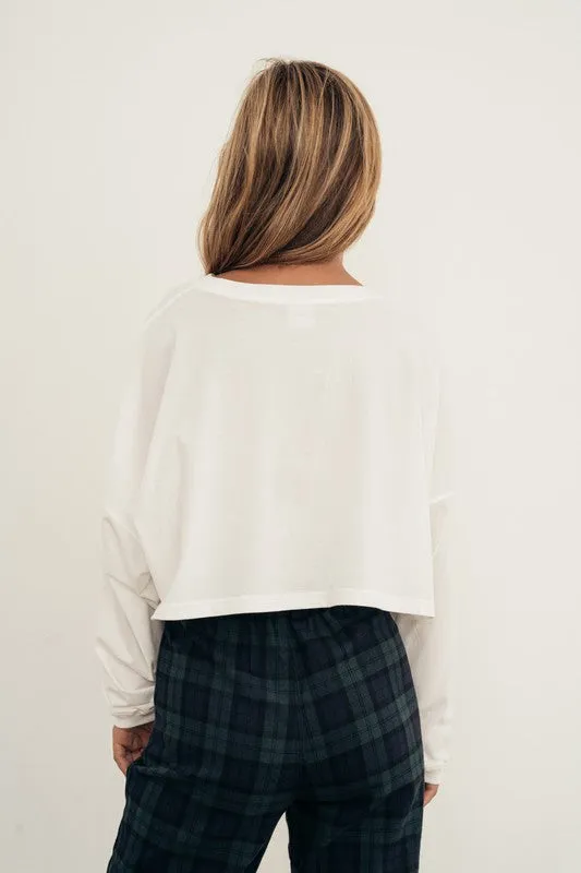 Ivory // Carolyn Cropped Easy Long Sleeve Tee