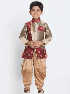 Jashvi Gold Cotton Silk Blend Kurta and Dhoti Pant Set