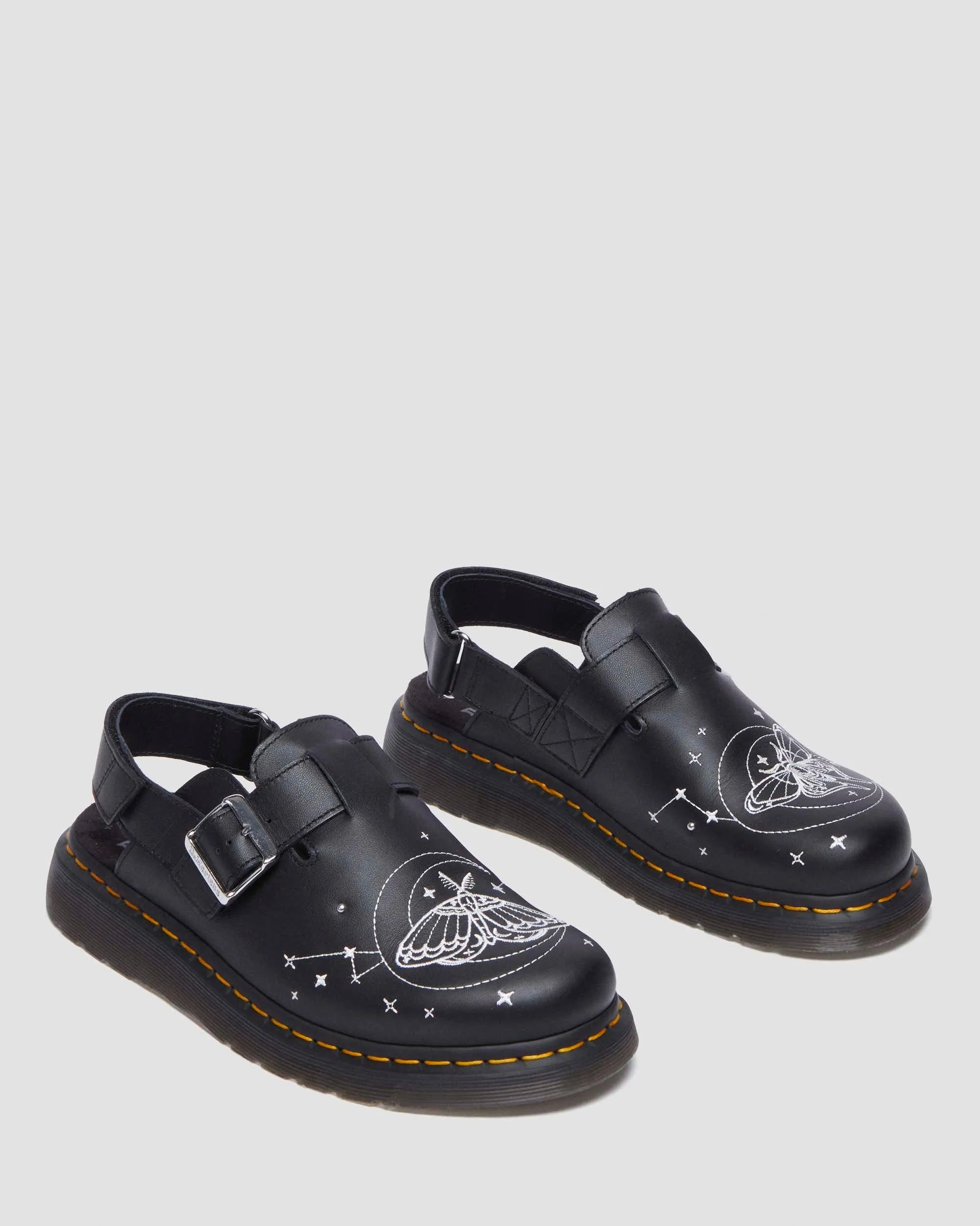 Jorge II Celestial Moth Embroidered Leather Mules