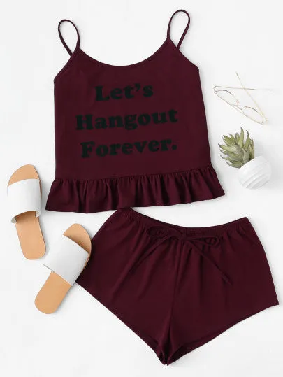 Let’s hangout forever pajama shorts set