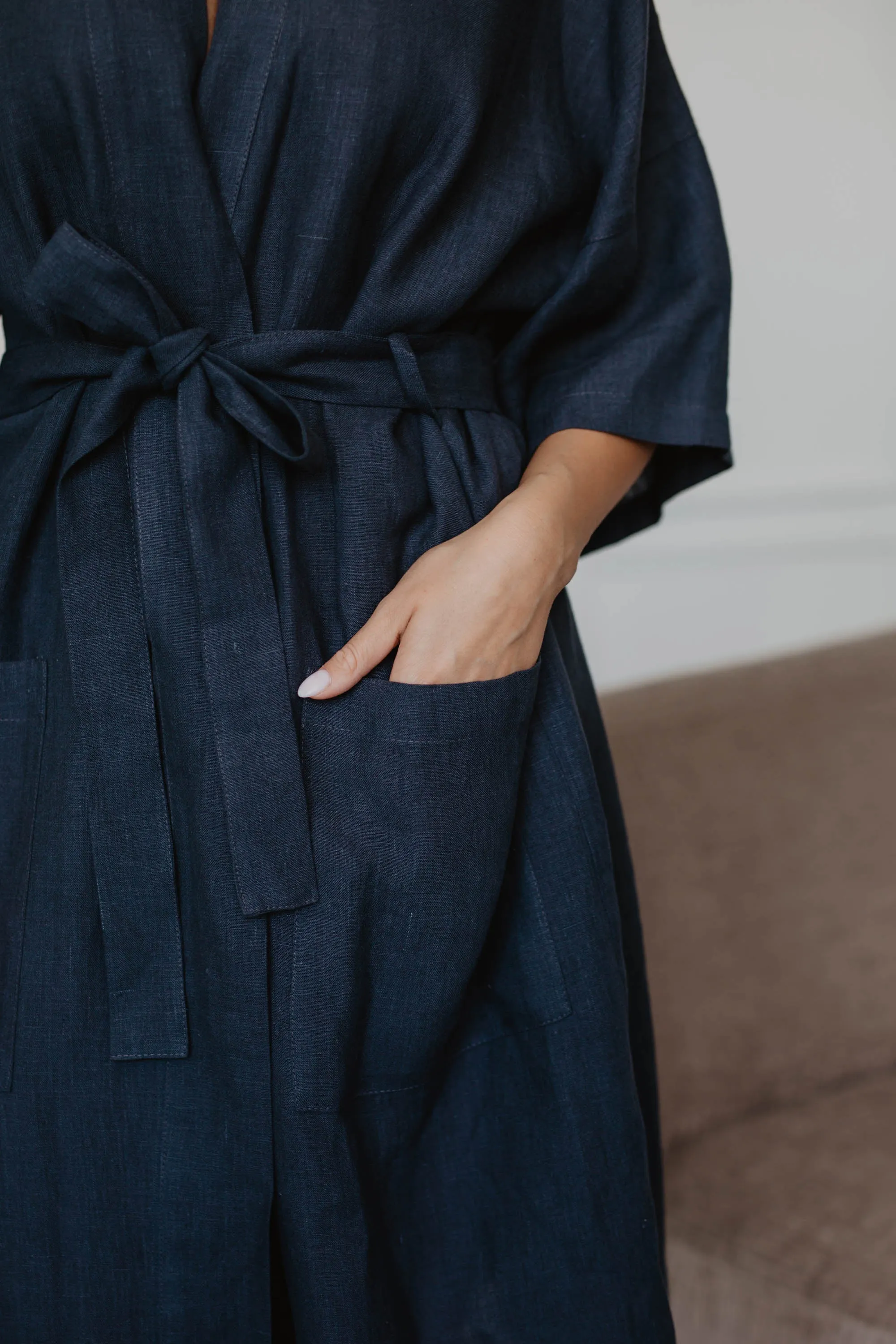 Midnight Linen Bathrobe