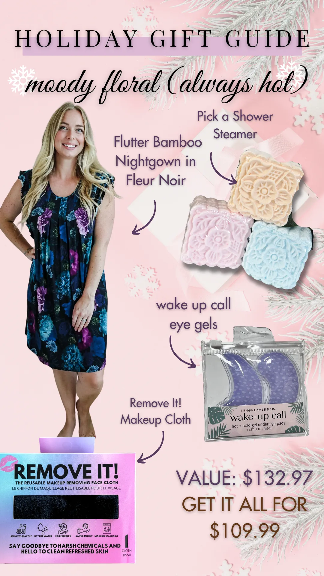 Moody Floral Nightgown Gift Set (For the woman who's ALWAYS HOT)