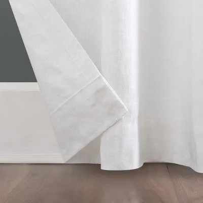 New - 50"x84" Archaeo Light Filtering Linen Cotton Blend Tab Top Curtain Panel White