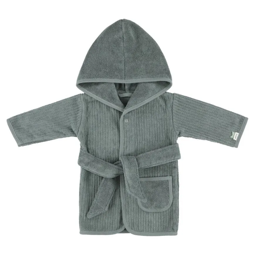 Organic Bathrobe Hush Petrol Blue Green Age 1-2 Years