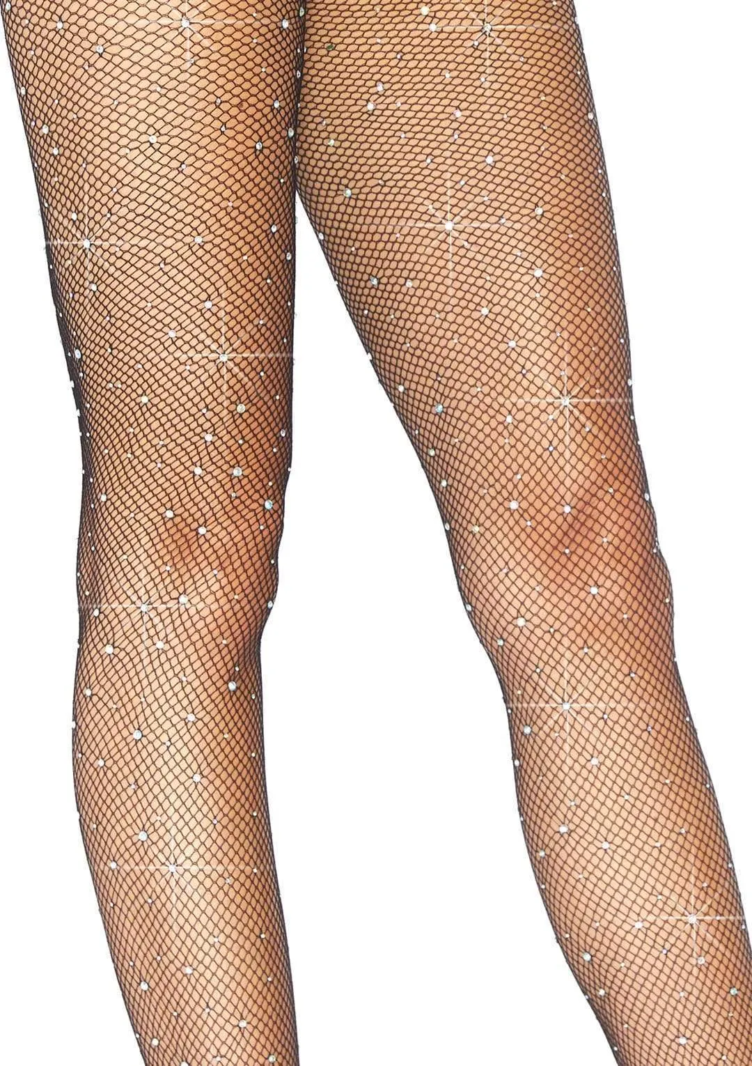 Rhinestone Fishnet Tights in Black