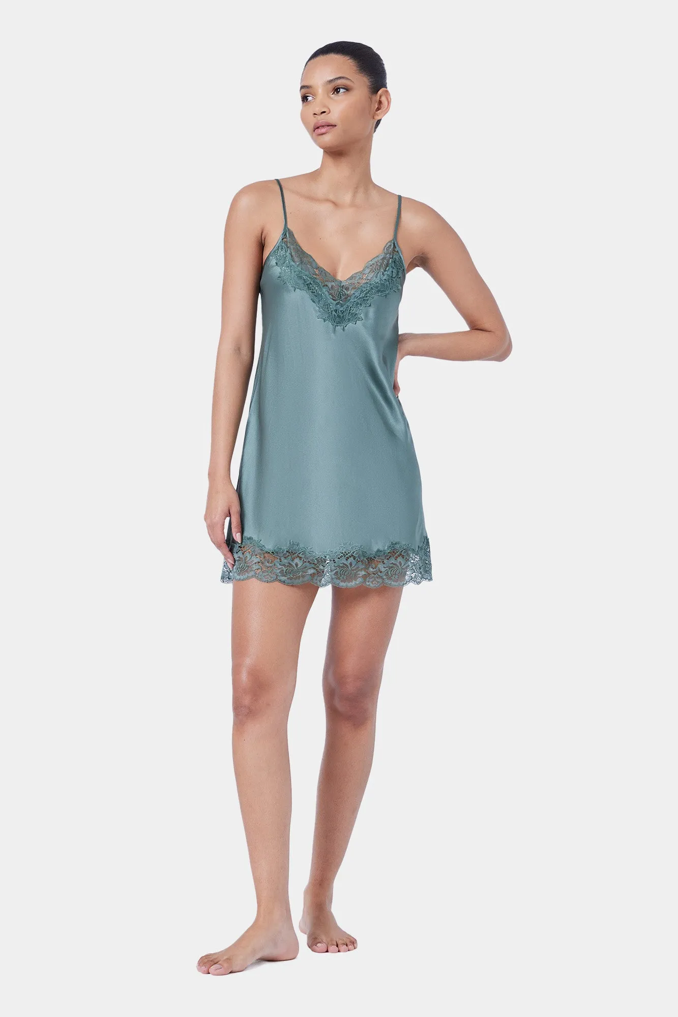 Silk Lace Chemise Moss