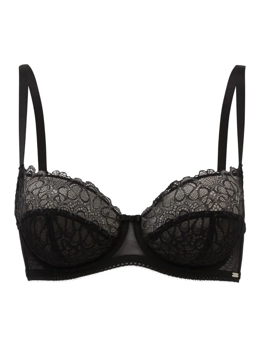 Swirl Balcony Bra - Black