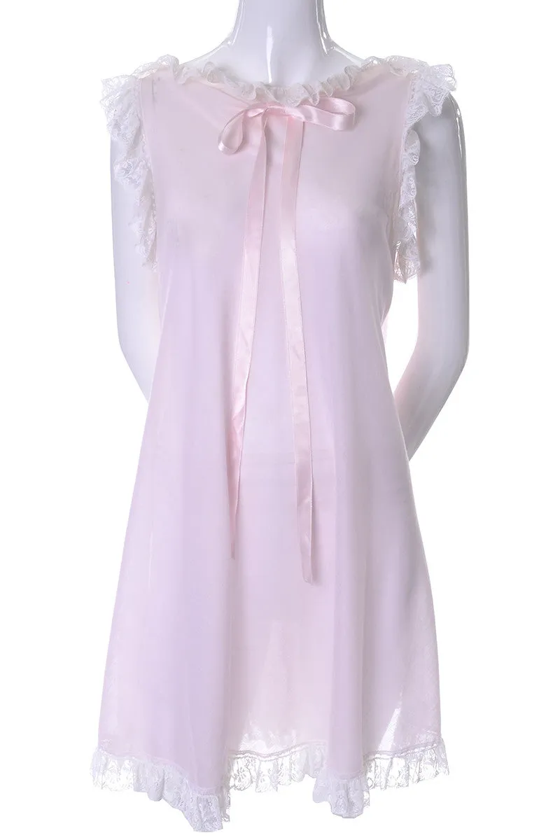 Sylvia Pedlar Iris Lingerie I Magnin Vintage Pink Lace Trimmed Nightgown