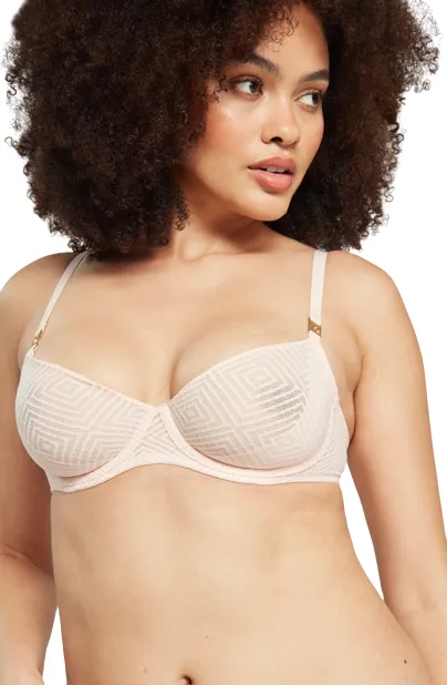 The Sheer Deco Lift Balcony Bra Blush Pink Up to GG Cup