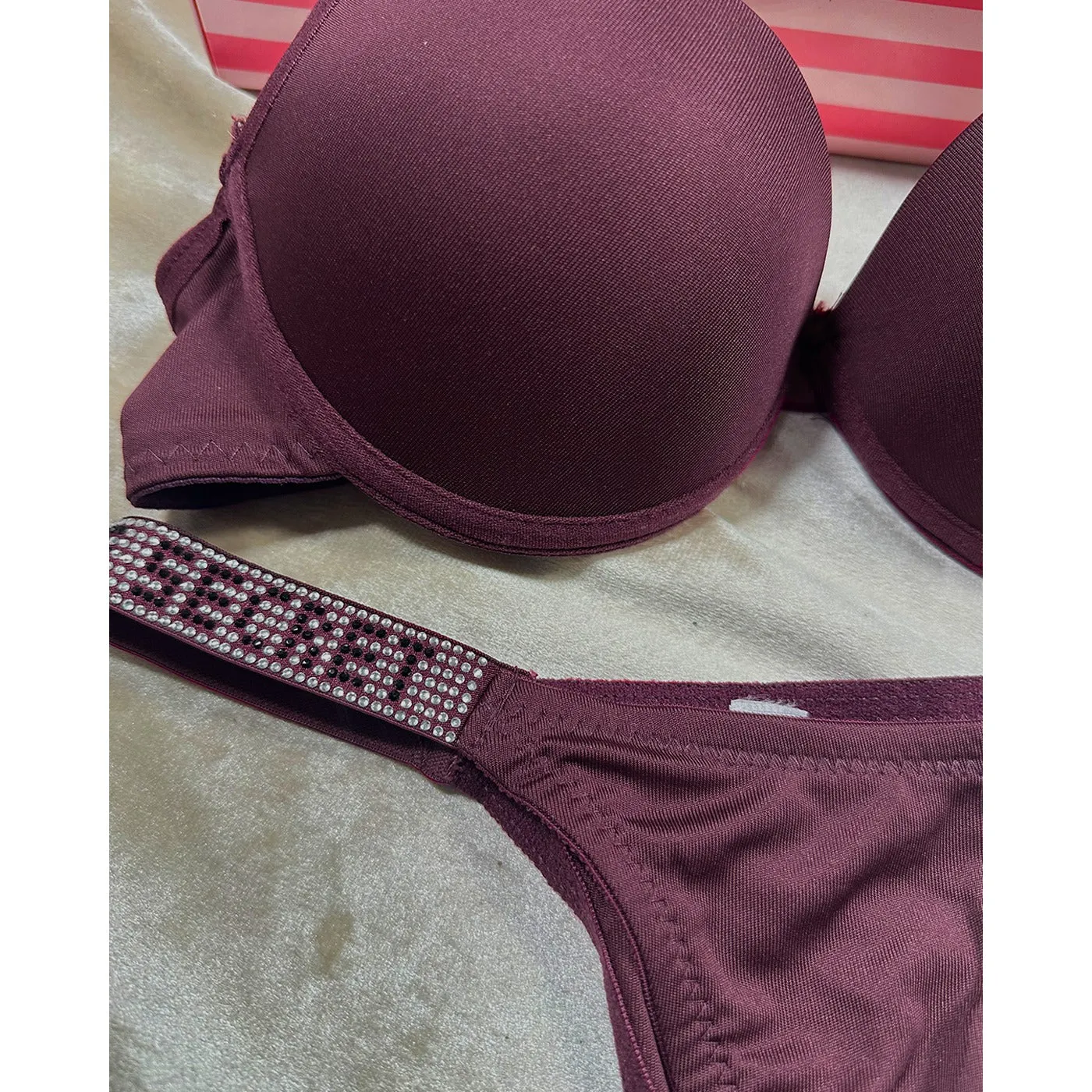 VS Burgundy Lingerie Set