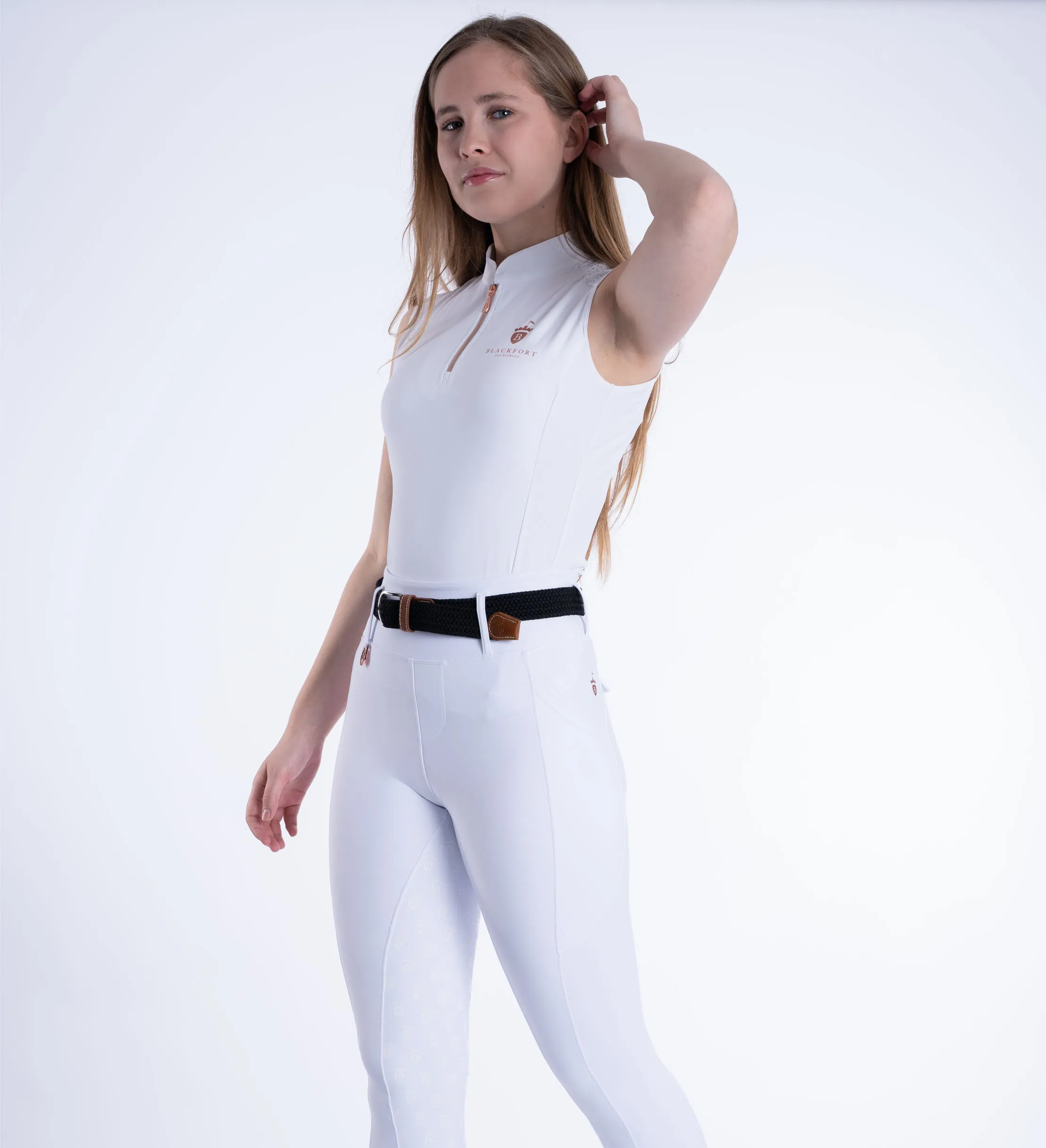 White and Rose Gold Sleeveless Show Shirt SS24